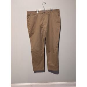 Southern Pines Brown Chino Pants, Men's Casual Flat Front, Trousers 36W‎ x 30L